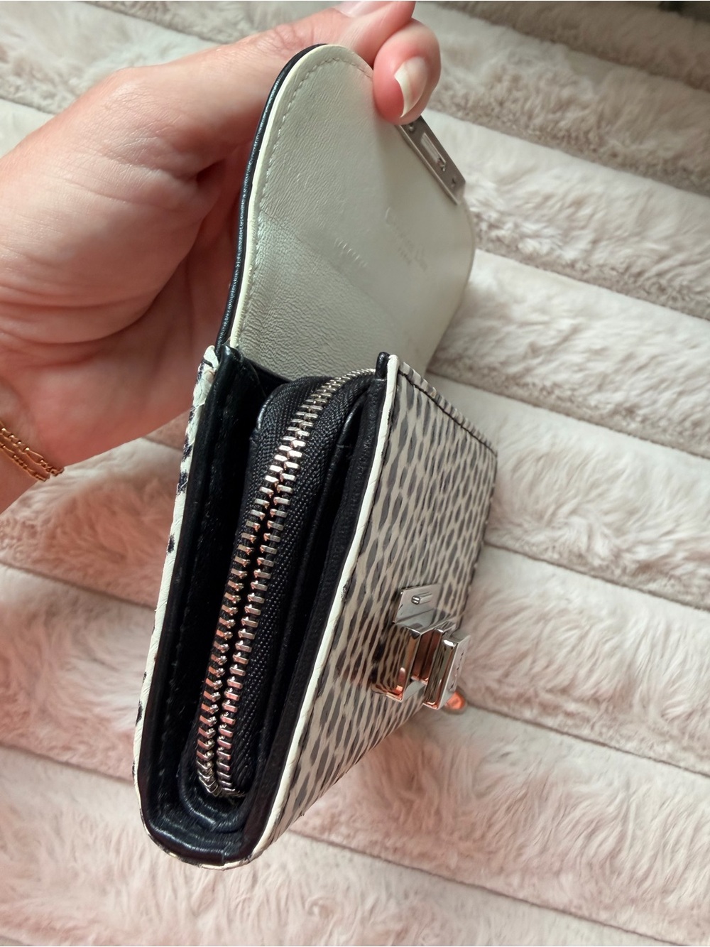 Dior Black and White Spotted Snakeskin Leather Wallet with Silver Hardware - Picture 11 of 13